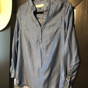 Michael Kors Denim High-Low Shirt